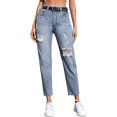 thumbnail image 1 of Women's Ripped Boyfriend Jeans Distressed Denim Ankle Length Jeans, 1 of 6