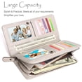 thumbnail image 3 of Women'S Wallet Large Wallet Women'S Long Wallet Large Capacity Leather Case Card Compartment Wallet Cell Phone Pocket With Hand Strap Elegant Wallet - Gray, 3 of 7