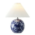 thumbnail image 3 of JONATHAN Y Shishen 19.5" Cottage Classic Chinoiserie Ceramic Orb LED Table Lamp with Pleated Shade, Navy/White, JYL5056C, 3 of 7