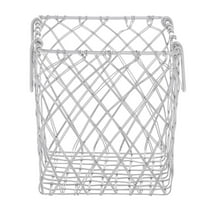 HUBERT® Square Urban Link Matte Silver Steel Wire Basket with Handles - 7 7/8"L x 7 7/8"W x 9 1/16"H