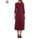 thumbnail image 4 of Vestido midi Luxtrada para mujer, liso, informal, básico, cómodo, holgado, con mangas 3/4 y corte A (rojo, XL), 4 of 5