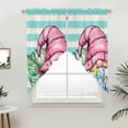 thumbnail image 5 of Pink Gnomes Summer Kitchen Window Curtains, Swag Curtains Valance for Bedroom Living Room Bathroom, Tropical Leaves Aqua Stripes Rod Pocket Window Treatment Curtain Block Drapes 2 Panels 28"x36", 5 of 9