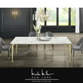thumbnail image 1 of Nicole Miller Marble Dining Table Maddux White 90-Inch Top Gold Cast Iron Leg, White/Gold, 1 of 9