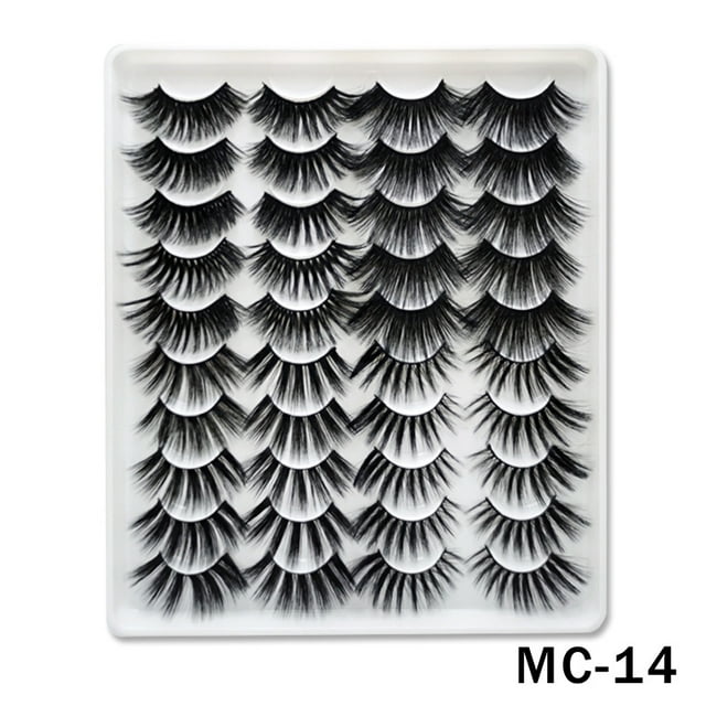 False Eyelashes Faux Mink Lashes 20 Pairs Long Dramatic Fluffy Volume Natural Fake Eyelashes Value Pack MC-14