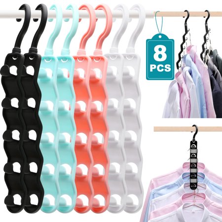Closet Organizers and Storage,Upgraded Organization and Storage Clothes Hanger,8 Pack College Dorm Room Essentials,Sturdy Closet Organizer Home Essentials Space Saving Hangers for Thick Clothe C33