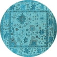 thumbnail image 1 of Ahgly Company Indoor Round Oriental Light Blue Industrial Area Rugs, 5' Round, 1 of 4