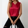 thumbnail image 4 of Women's Satin Tank Top, V Neck Casual Camisole Sleeveless Blouse for Summer Basic Wear and Layering,Wine,S, 4 of 7