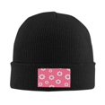 thumbnail image 3 of ZICANCN Abstract Flower Design Bonnet Tricoté, Chapeau d'Hiver Doux Chaud Classique pour Hommes Femmes, Noir, 3 of 6