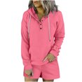 thumbnail image 2 of ICHUANYI Clearance Women's Tracksuit Pullover Two Piece Sport Sets Long Sleeved Hoodies Shorts Set Long Sleeved Hooded Suit(Watermelon Red, XL) ICHUANYI WER2023081513620, 2 of 7