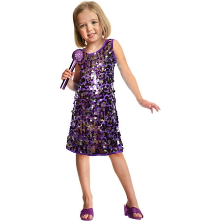 Sequins Pop Star Child Halloween Costume, Purple