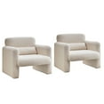 thumbnail image 2 of Accent Arm Chair Lamb Fleece Fabric Sofa Modern Single Sofa with Support Pillow Tool-Free Assembly 2-Piece - Beige, 2 of 5