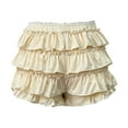thumbnail image 3 of MIXUE Womens Skirts Solid Color Layered Ruffled Lace Shorts Sexy Skater Summer Fashion Mini Skirt Streetwear,Yellow,L, 3 of 4