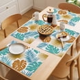 thumbnail image 5 of Orange Teal Palm Leaves Placemats Set of 12 Tropical Botanical Summer Place Mats Indoor Wipeable Table Mats Washable Cloth Dining Table Placemats for Kitchen Holiday Party Home Decor 13x19 Inch, 5 of 9