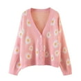 thumbnail image 1 of goowrom Women Button Down Sweater V Neck Floral Print Loose Knit Cardigan, 1 of 9
