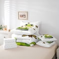 thumbnail image 6 of Castle Fairy Preppy Child Cartoon Frog Dragonfly Bedding Comforter Set 7 Pieces,Kawaii Animal Full Bedding Set Lightweight,Green Polka Dots Fitted Sheet Flat Sheet,Breathable Home Decor,Reversible, 6 of 8