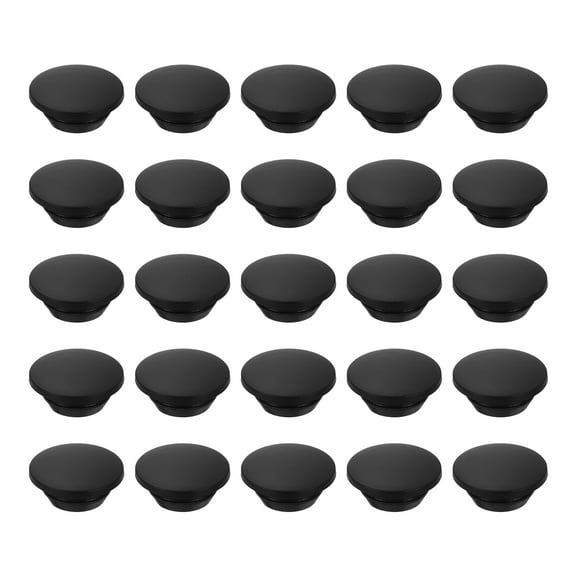 25 Pack Snug Plugs, Rubber Hole Plugs Round Soft Flexible Stopper Fit 9mm (0.35 Inch) Hole Dia., Waterproof Silicone Plug, Black