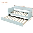 thumbnail image 2 of Harper & Bright Designs Velvet Upholstered Daybed with Trundle, Wooden Twin Size Daybed Frame, Tufted Sofa Bed Daybed for Bedroom Living Room, Light Blue, 2 of 21