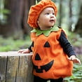 thumbnail image 2 of Infant Baby Girls Boys Halloween Costumes Pumpkin Bodysuit Sleeveless Ruffle Romper Outfits with Hat, 2 of 7
