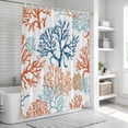 thumbnail image 5 of Ocean Coral Shower Curtain Set - Extra Long 72" x 96" Washable Bathtub Curtain with 12 Hooks, Coastal Orange Blue Green Nature Abstract Waterproof Fabric Stall Shower Curtains for Bathroom Décor, 5 of 6