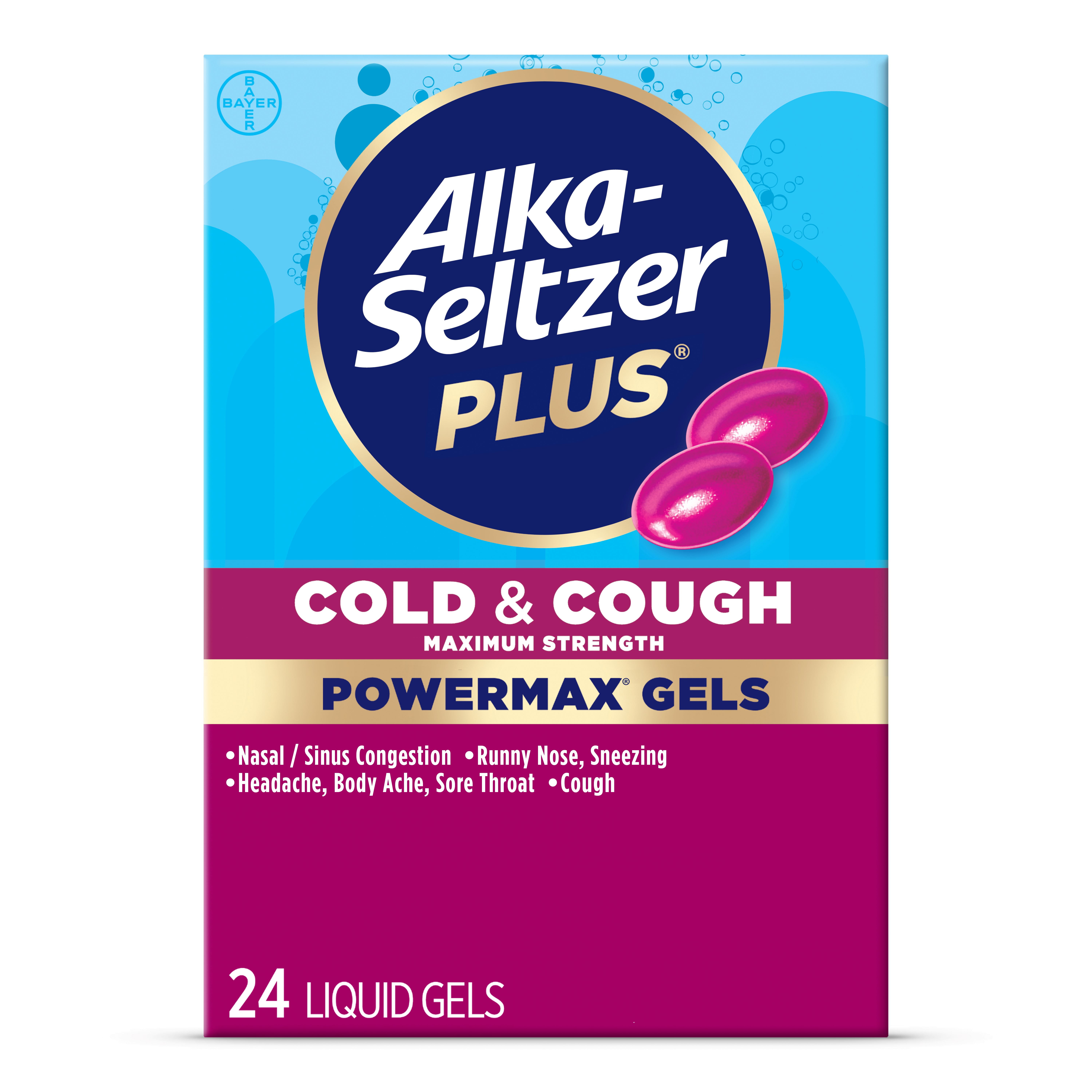 Alka-Seltzer Plus Powermax Cold & Cough Medicine, Liquid Gels, 24