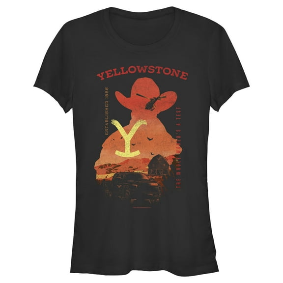 Junior's Yellowstone Sunset Silhouette John Dutton & Truck  Graphic T-Shirt