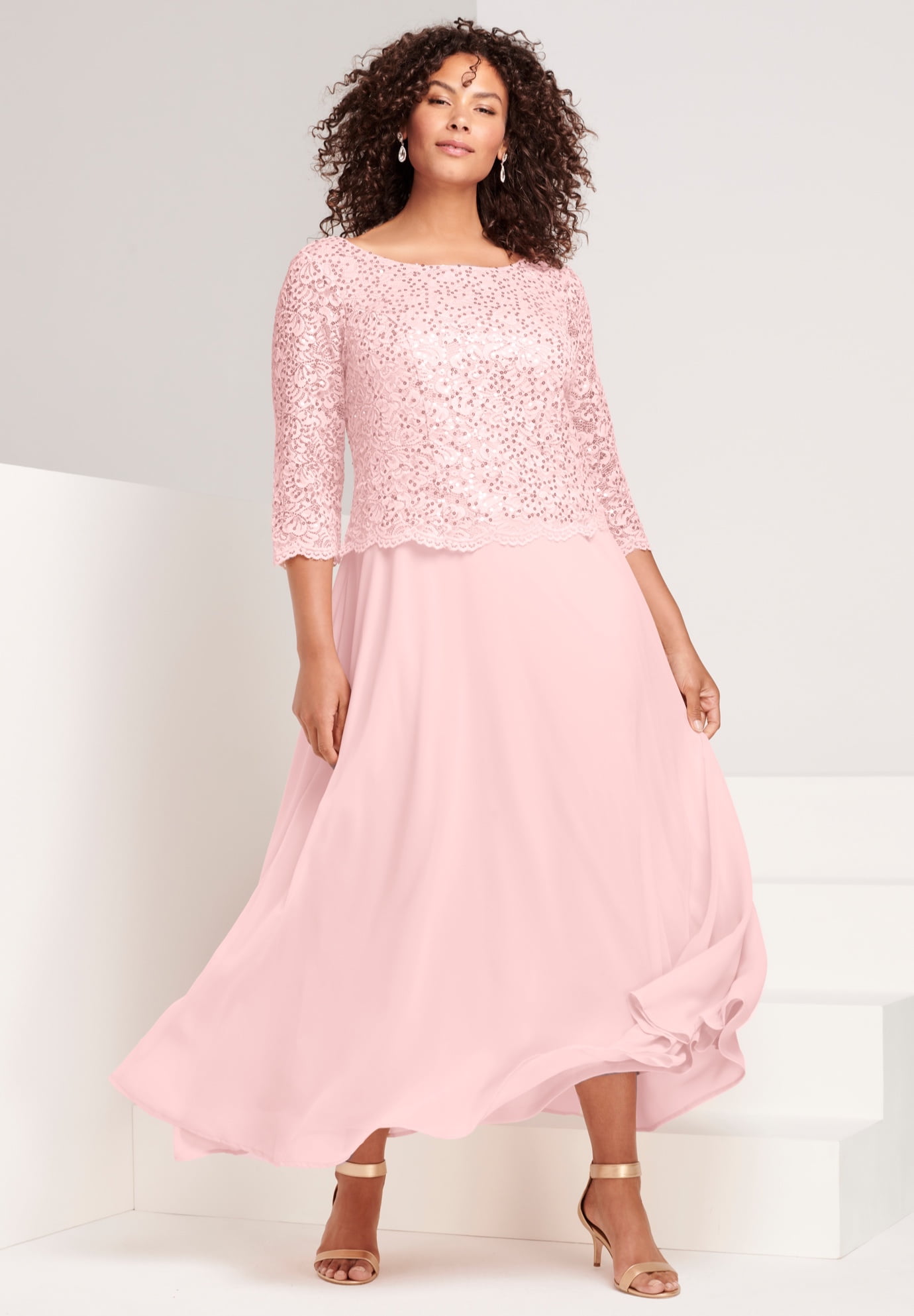 Roaman s Women s Plus Size Lace Popover Dress Formal Evening