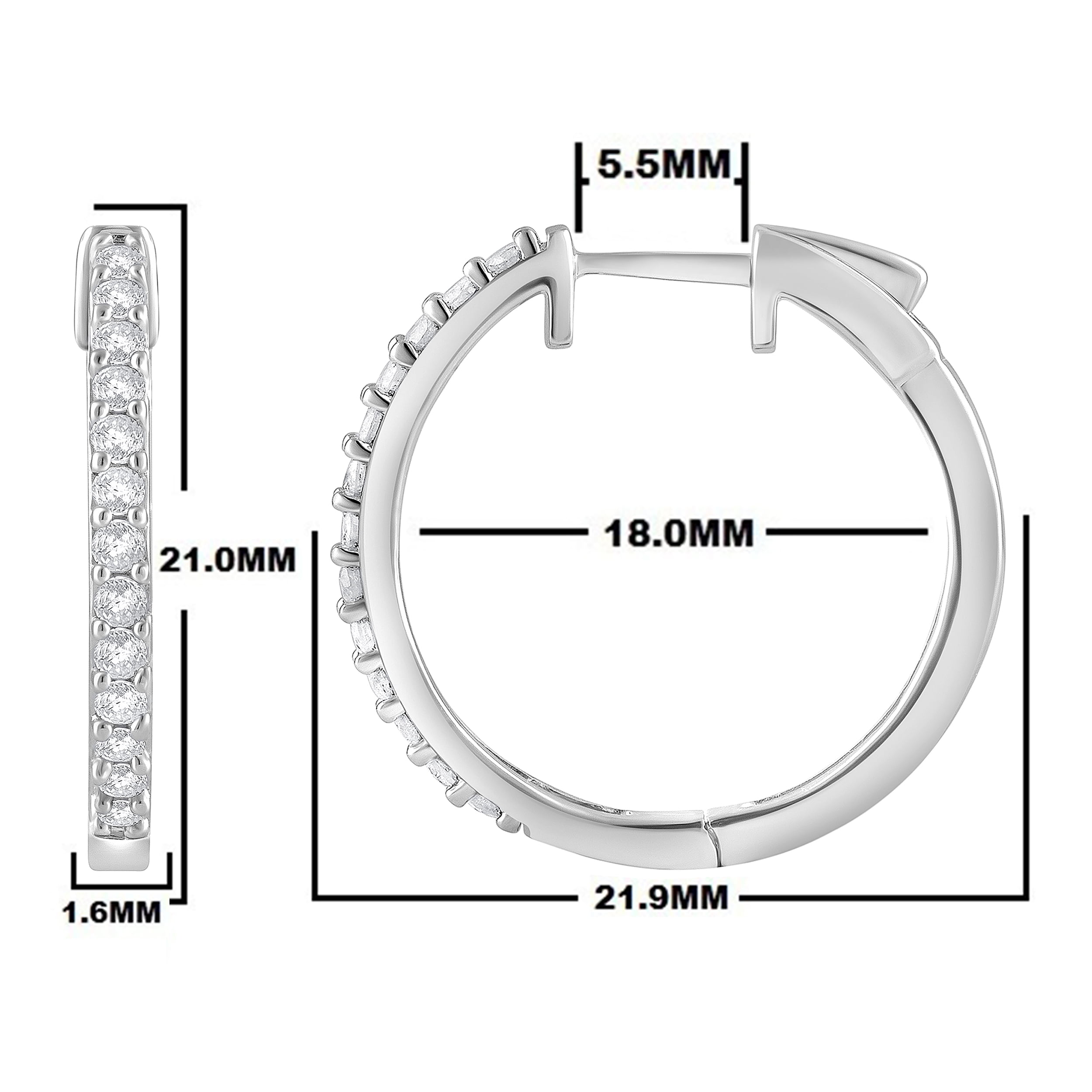 Unique Moments 1/2 Ct Round Lab Grown Diamond Hoop Earrings in Sterling Silver for Women