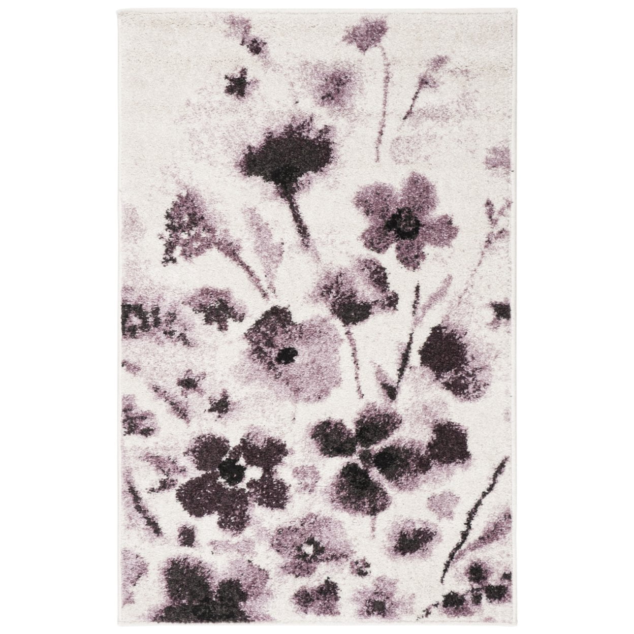 SAFAVIEH Adirondack Brannon Floral Area Rug, Ivory/Purple, 6' x 6' Square