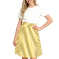 thumbnail image 6 of LWavelet Women's Striped Flared Midi Skirt, High Waist, Retro 4th of July & Vacation A-Line Skirt Yellow L, 6 of 6