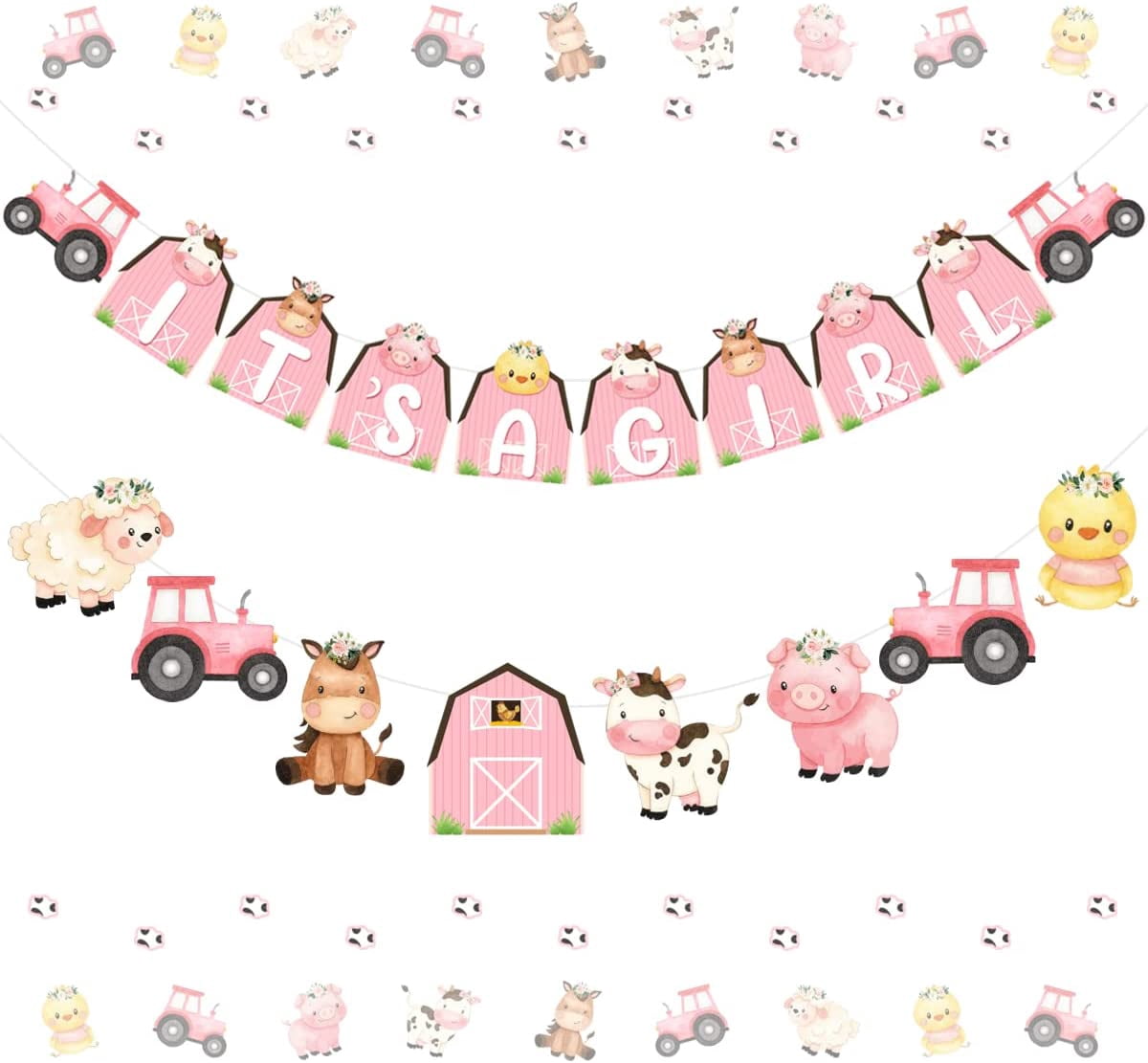 Farm Animal Baby Shower Decorations It’s a Girl Banner for Girls Farm