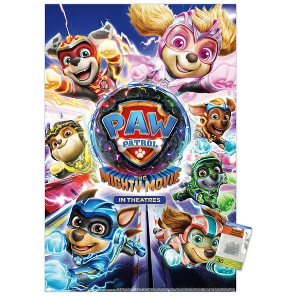 Paw Patrol: The Mighty Movie - One Sheet Wall Poster with Pushpins, 22.375" x 34"