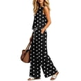 thumbnail image 5 of Two Piece Sets for Women Summer Outfits Fashion Polka Dots Printed Sleeveless Casual Crew Neck Tops Wide Leg Pants with Pockets Vacation Travel Outfits, 5 of 7