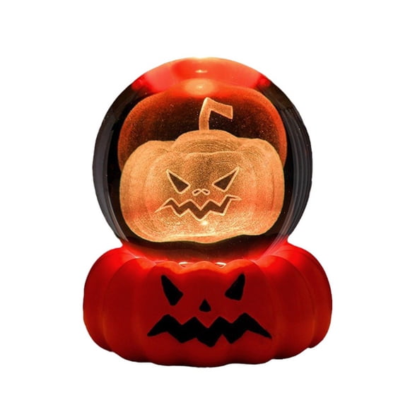 asddcavvf LED Décoration Veilleuse Citrouille 3D de Bureau en Cristal pour Halloween Festive Unique Atmosphère Parfaite Centre de Table de Fête Halloween
