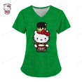 thumbnail image 3 of Camisetas de manga corta para mujer, uniforme de enfermera con estampado de Hello Kitty, cuello en V, bolsillo, para trabajadores de la salud, ropa de trabajo clínica, 3 of 5