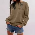thumbnail image 3 of HTNBO Long Sleeve Shirts for Women Cotton Crewneck Tops Oversized Tshirts Basic Tee Shirts, 3 of 8