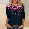 thumbnail image 2 of Htigea Valentines Day Shirts Womens Love Heart Graphic Tees Shirt Crew Neck 3/4 Sleeve T-Shirts Casual Loose Fit Tunic Tops 02#Multicolor,XXXL, 2 of 5