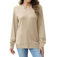 thumbnail image 6 of Lmnyox V Neck Sweatshirt for Women Fashion Loose Long Sleeve Pullover Tops Casual Solid Shirt Outfits, 6 of 9