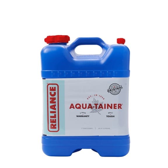 Reliance Products Aqua-Tainer Sturdy 7 Gal Camping Water Container with Reversible Spigot, Blue