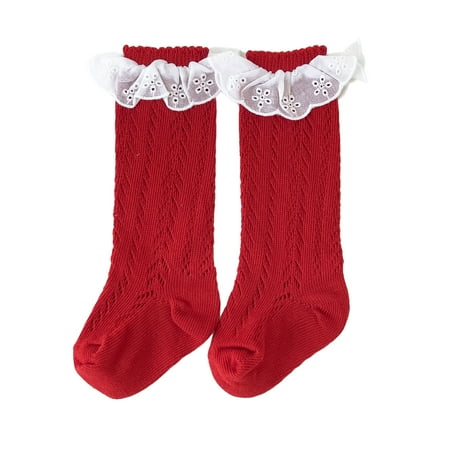 

Baby Girls Sweet Lace Frill Ruffle Socks Breathable Mesh Anti-Slip Medium Tube Socks Spring Summer Casual Infant Socks