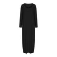 thumbnail image 4 of Yuyuzo Robe Maxi pour Femmes Manches Longues Décontractée Robe de Maison Couleur Unie Col Rond Basique Confortable, 4 of 6