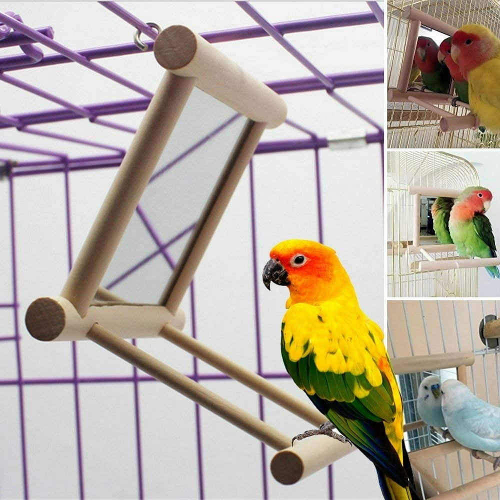 Cheers.US Bird Swing, Parrot Cage Toys,Swing Hanging Play with Mirror