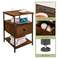 thumbnail image 5 of Wooden Nightstand with Charging Station USB Port and Single Drawer | Bedside Table End Cabinet for Living Room Bedroom Dorm (2, Rustic Brown), 5 of 6