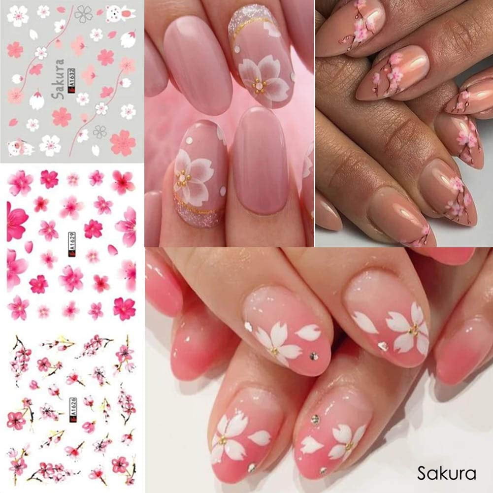 3D Sakura Nail Art Sticker Manicure Tips Adhesive Flower DIY White Gold  Decals Cherry Blossoms | Wish