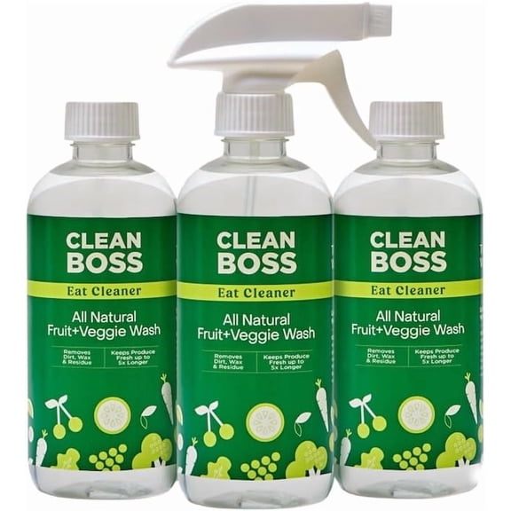 CleanBoss Eat Cleaner Triple-Action Fruit Veggie Wash - 12 oz, Pack of 3