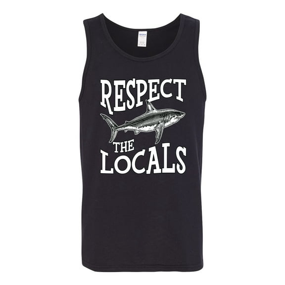 Wild Bobby Respect The Locals Save Our Oceans Shark Animal Lover Men Graphic Tank Top, Black, Small
