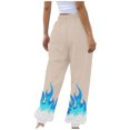 thumbnail image 3 of JGTDBPO Sweatpants For Women Baggy Lounge Ankle Banded Flame Printing Pants Elastic Tie Waist High Waist Drawstring With Pockets Long Pants Sporty Gym Athletic Fit Jogger Workout Cinch Bottom Trousers, 3 of 4