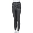 thumbnail image 5 of Women's Pull-On Skinny Faux Denim Leggings High Waisted Stretch Jeggings Comfy Wash Pants Classic Tummy Control Gray, 5 of 6