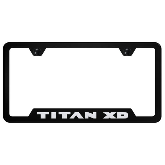 Nissan Titan XD Laser Etched Logo Cut-Out License Plate Frame (Black)