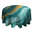 thumbnail image 4 of Teal Gold Marble Pattern Round Tablecloth 60"x60",Wrinkle Wipeable Table Cloth for Kitchen Dining Room Picnic Patio Party, 4 of 6