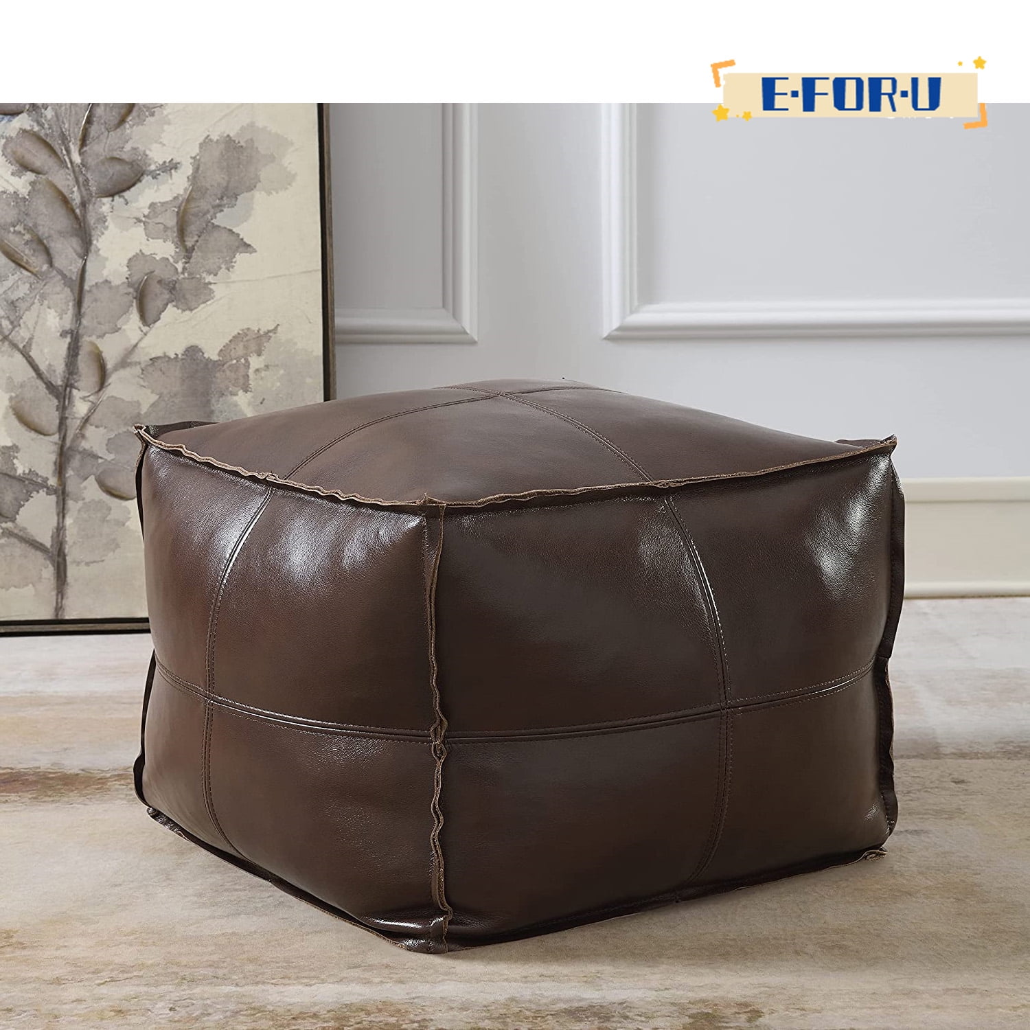 Unstuffed Pouf Ottoman, Poof Ottomans, Floor Poufs for Living Room